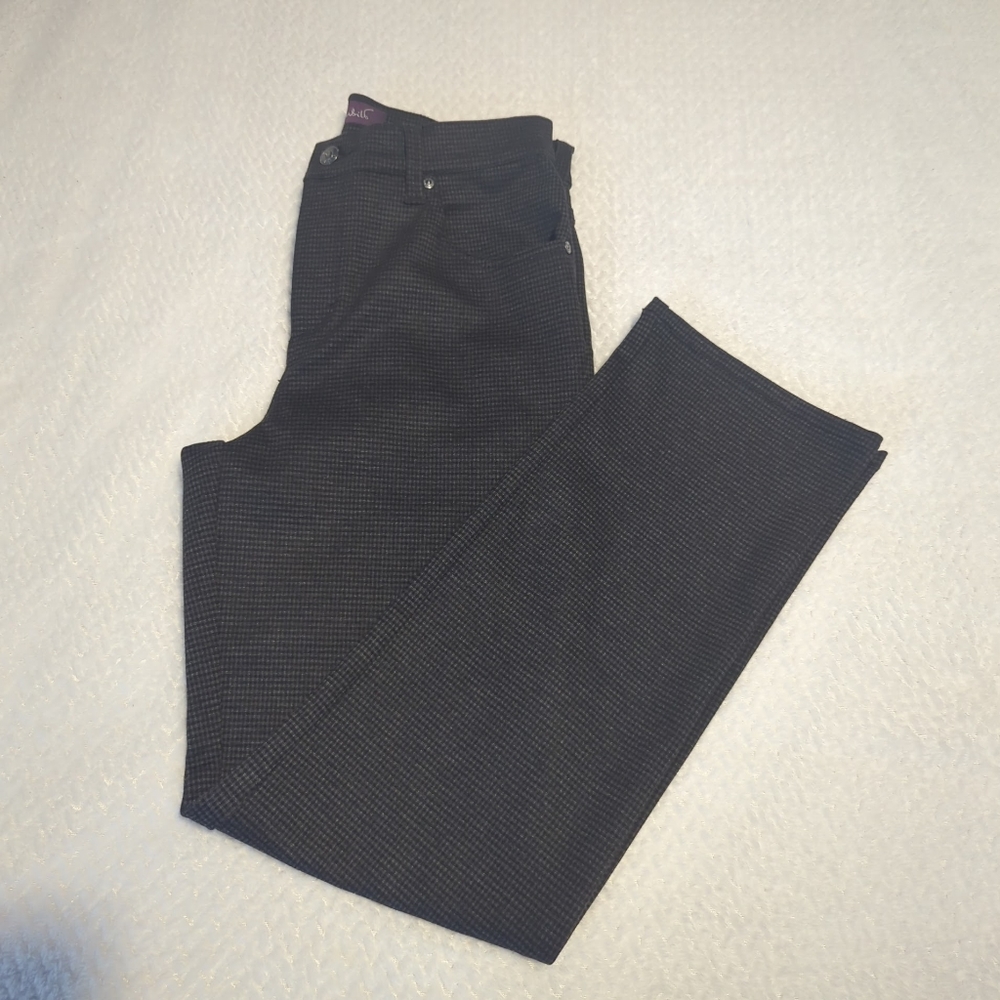 Gloria Vanderbilt Pants Soft Stretch Plaid Black Gray Straight Leg Petite 6P